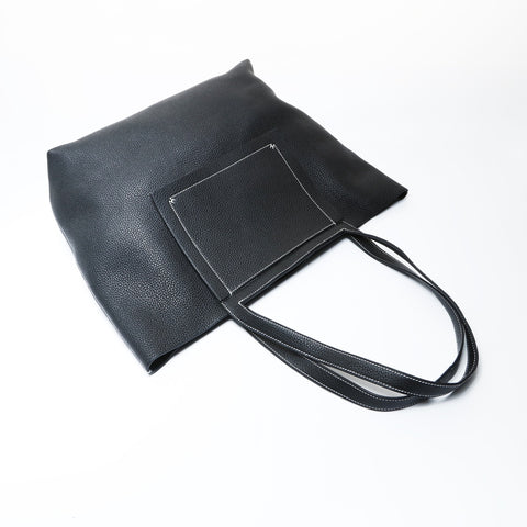 HERMES Z stamped 2021 Cabas Serie 46 Taurillon Clemence Tote Bag black WS26905