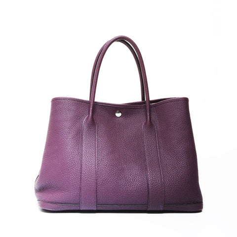 HERMES D stamped 2019 Garden Party PM Togo Tote Bag purple WS26906