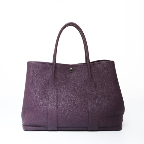 HERMES D stamped 2019 Garden Party PM Togo Tote Bag purple WS26906