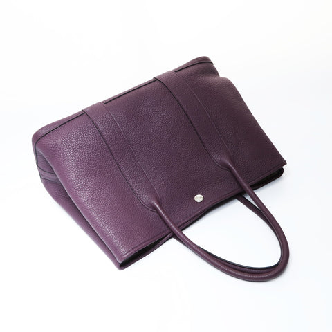HERMES D stamped 2019 Garden Party PM Togo Tote Bag purple WS26906