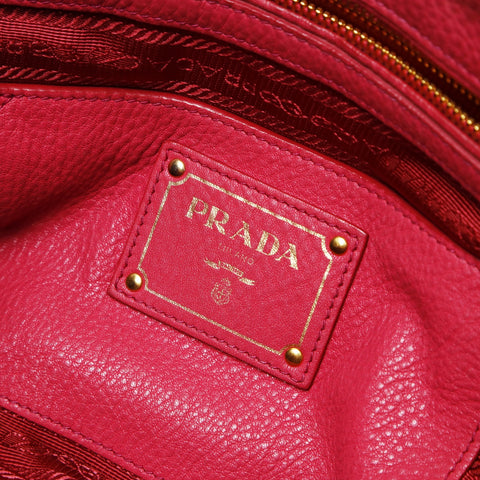 PRADA 2-Way Tote Bag with Strap, VIT.DAINO Leather, Piona, Pink Handbag pink WS26910