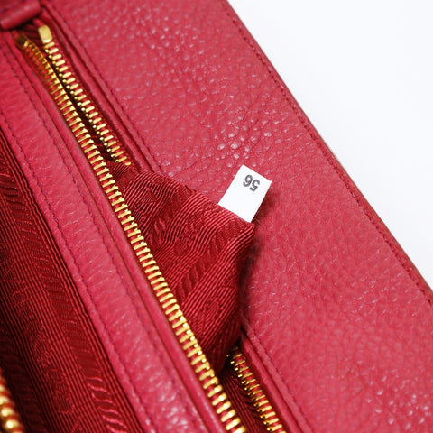 PRADA 2-Way Tote Bag with Strap, VIT.DAINO Leather, Piona, Pink Handbag pink WS26910