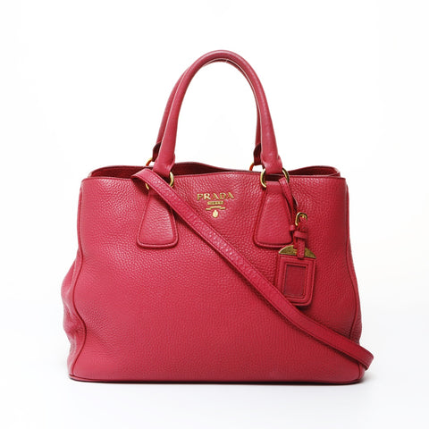 PRADA 2-Way Tote Bag with Strap, VIT.DAINO Leather, Piona, Pink Handbag pink WS26910
