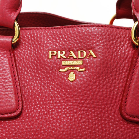 PRADA 2-Way Tote Bag with Strap, VIT.DAINO Leather, Piona, Pink Handbag pink WS26910