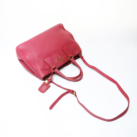 PRADA 2-Way Tote Bag with Strap, VIT.DAINO Leather, Piona, Pink Handbag pink WS26910