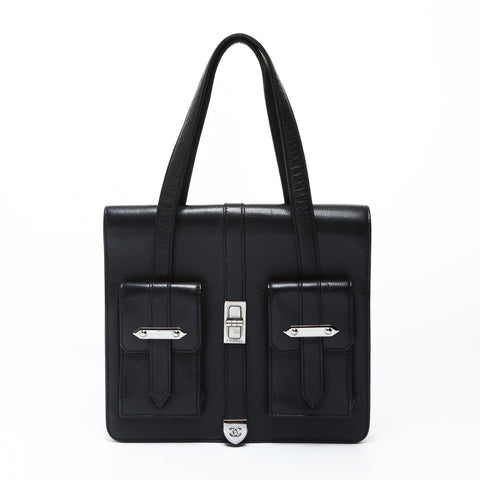 CHANEL No. 8 2003-2004 Leather Chanel 2.55 Caviar Shoulder Bag black WS26912
