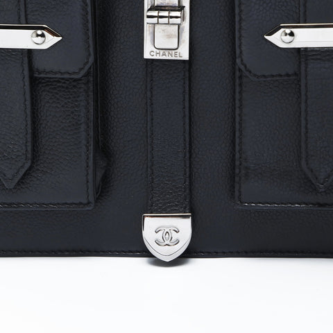CHANEL No. 8 2003-2004 Leather Chanel 2.55 Caviar Shoulder Bag black WS26912