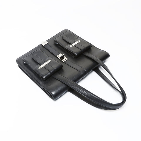 CHANEL No. 8 2003-2004 Leather Chanel 2.55 Caviar Shoulder Bag black WS26912