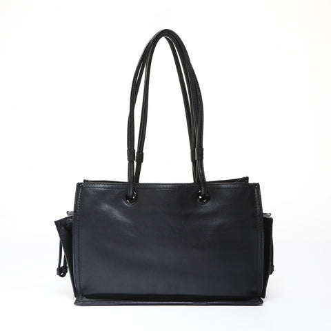 LOEWE Shopper bag with logo and anagram in leather Tote Bag black WS26914