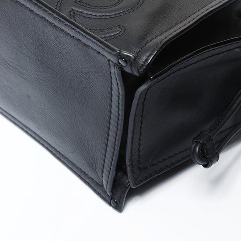 LOEWE Shopper bag with logo and anagram in leather Tote Bag black WS26914