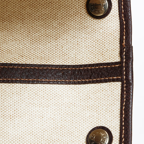 HERMES 2015 T-stamped Toile H Garden Party PM Tote Bag beige WS26915