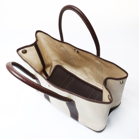 HERMES 2015 T-stamped Toile H Garden Party PM Tote Bag beige WS26915