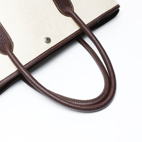 HERMES 2015 T-stamped Toile H Garden Party PM Tote Bag beige WS26915