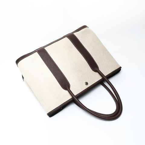 HERMES 2015 T-stamped Toile H Garden Party PM Tote Bag beige WS26915