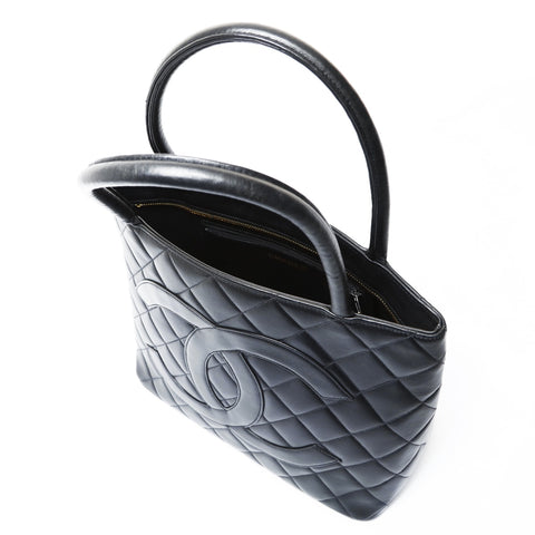 CHANEL No. 2 1991-1994 Replica Tote COCO Mark Medallion Tote Bag black WS26918