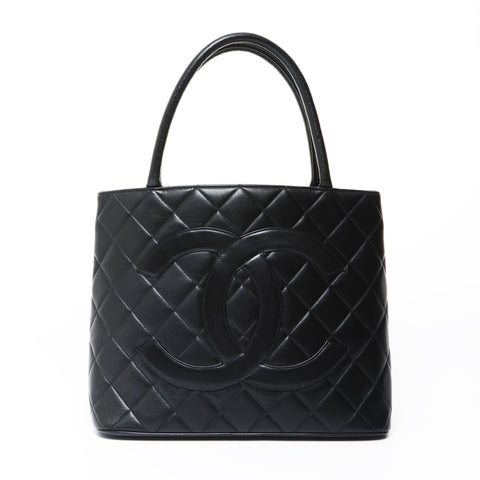 CHANEL No. 2 1991-1994 Replica Tote COCO Mark Medallion Tote Bag black WS26918