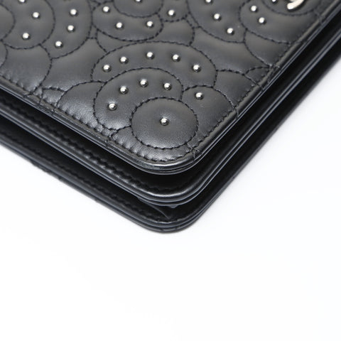CHANEL 25th series 2017 Camellia lambskin flap Shoulder Bag black WS26922