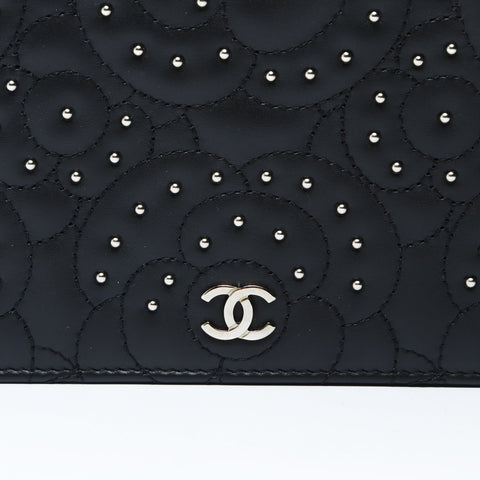 CHANEL 25th series 2017 Camellia lambskin flap Shoulder Bag black WS26922