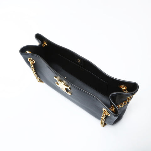 CELINE Triomphe Newspaper Chain Shoulder Bag black WS26923