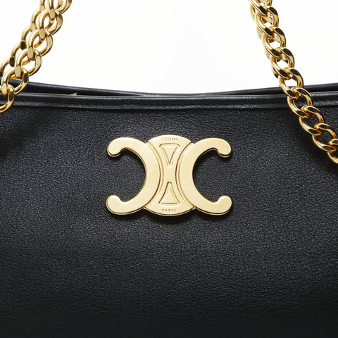 CELINE Triomphe Newspaper Chain Shoulder Bag black WS26923