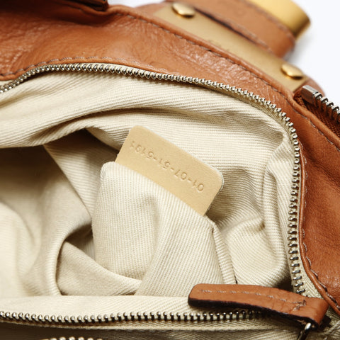 Chloe Paddington Leather Boston Bag Pink Brown Shoulder Bag Brown WS26927