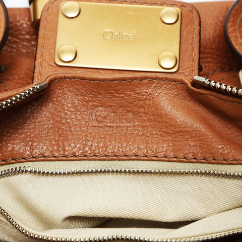 Chloe Paddington Leather Boston Bag Pink Brown Shoulder Bag Brown WS26927