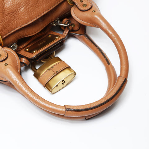 Chloe Paddington Leather Boston Bag Pink Brown Shoulder Bag Brown WS26927