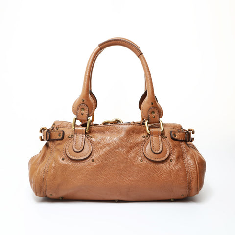 Chloe Paddington Leather Boston Bag Pink Brown Shoulder Bag Brown WS26927