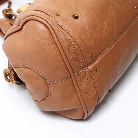 Chloe Paddington Leather Boston Bag Pink Brown Shoulder Bag Brown WS26927