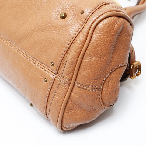 Chloe Paddington Leather Boston Bag Pink Brown Shoulder Bag Brown WS26927