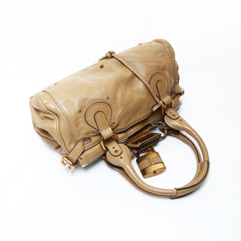 Chloe Paddington Leather Boston Bag Shoulder Bag beige WS26928
