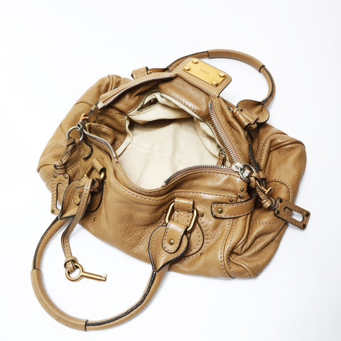 Chloe Paddington Leather Boston Bag Shoulder Bag beige WS26928