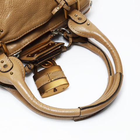 Chloe Paddington Leather Boston Bag Shoulder Bag beige WS26928