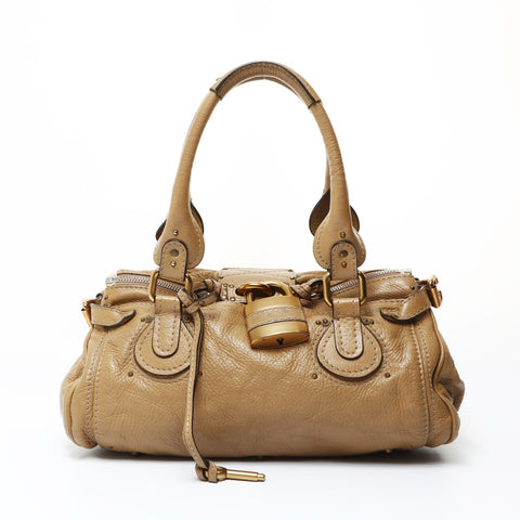 Chloe Paddington Leather Boston Bag Shoulder Bag beige WS26928
