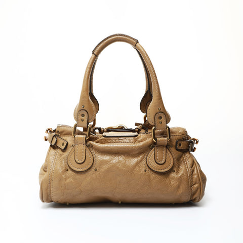 Chloe Paddington Leather Boston Bag Shoulder Bag beige WS26928