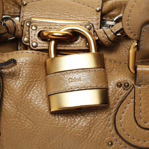 Chloe Paddington Leather Boston Bag Shoulder Bag beige WS26928