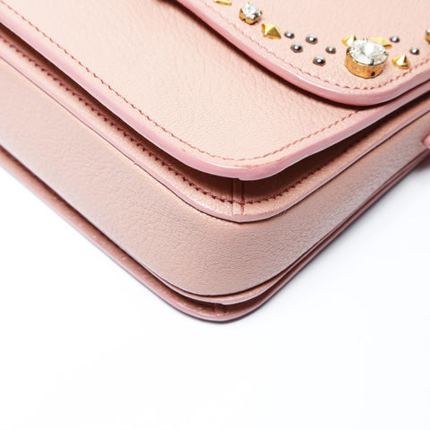 Miu Miu Studs Rhinestones Shoulder Bag pink WS26930