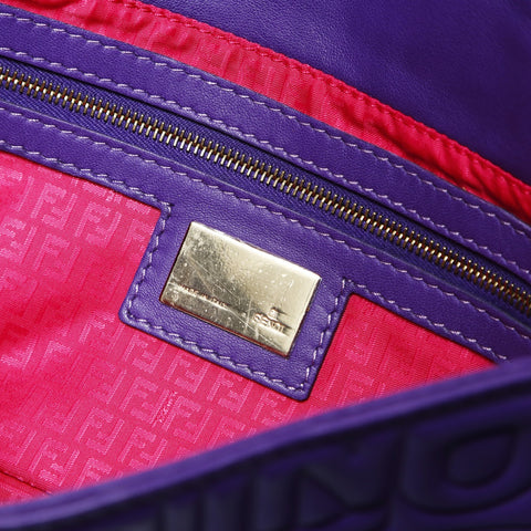 FENDI Mamma Baguette embossed logo Shoulder Bag purple WS26933