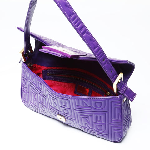 FENDI Mamma Baguette embossed logo Shoulder Bag purple WS26933