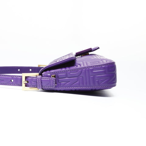 FENDI Mamma Baguette embossed logo Shoulder Bag purple WS26933