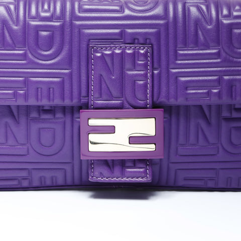 FENDI Mamma Baguette embossed logo Shoulder Bag purple WS26933