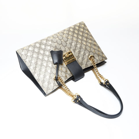 GUCCI Gucci GG Supreme Bee Padlock Tote Bag Shoulder Bag Brown WS26938