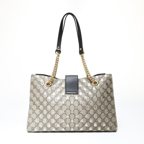 GUCCI Gucci GG Supreme Bee Padlock Tote Bag Shoulder Bag Brown WS26938