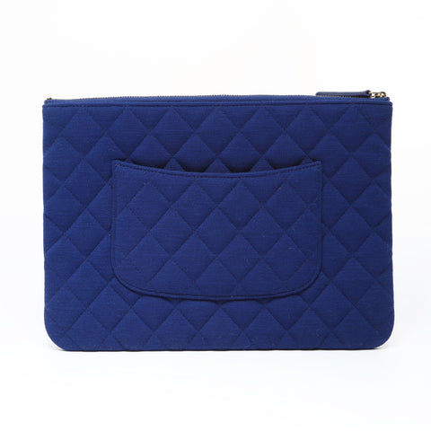 CHANEL No. 28 COCO Mark Jersey material Clutch bag blue WS26943