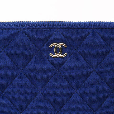 CHANEL No. 28 COCO Mark Jersey material Clutch bag blue WS26943