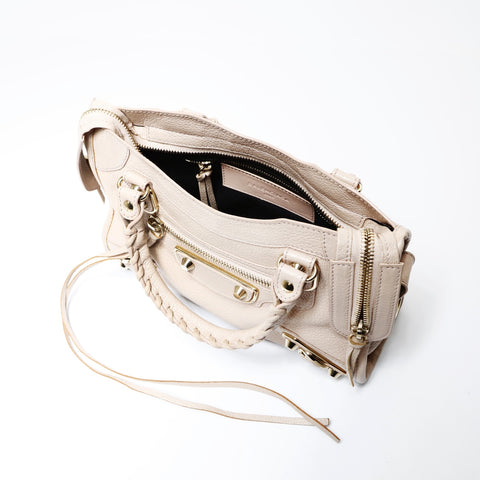 BALENCIAGA The Giant Mini City 2way Metal Gold Handbag pink WS26944