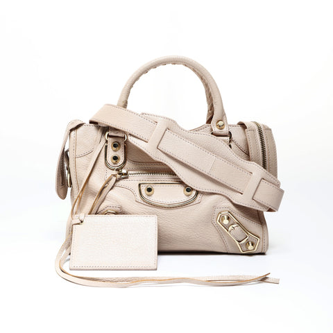 BALENCIAGA The Giant Mini City 2way Metal Gold Handbag pink WS26944