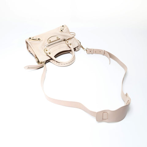 BALENCIAGA The Giant Mini City 2way Metal Gold Handbag pink WS26944