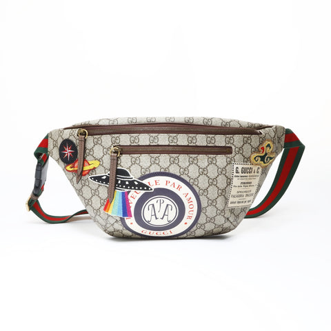GUCCI Courier GG Supreme Sherry Line PVC Shoulder Bag Brown WS26945