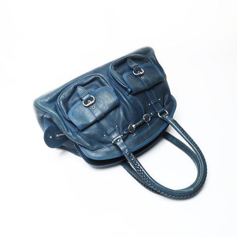 Christian Dior logo leather Shoulder Bag blue WS26946